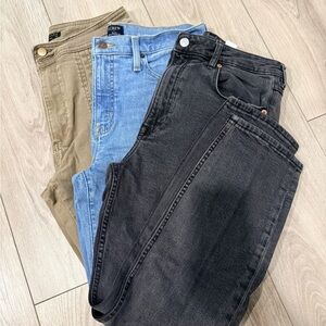 J. Crew Women's Skinny Jeans - Black, Blue, and Tan (All Three Pair)